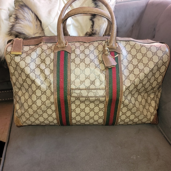 Gucci Gg Supreme Canvas Sherry Web Ophidia Duffle Gym Travel Weekend Bag Authent - Picture 9 of 15
